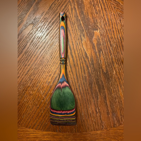 Beautiful Colorful Carved Heavy Wooden Kitchen Spatula! - Picture 10 of 16
